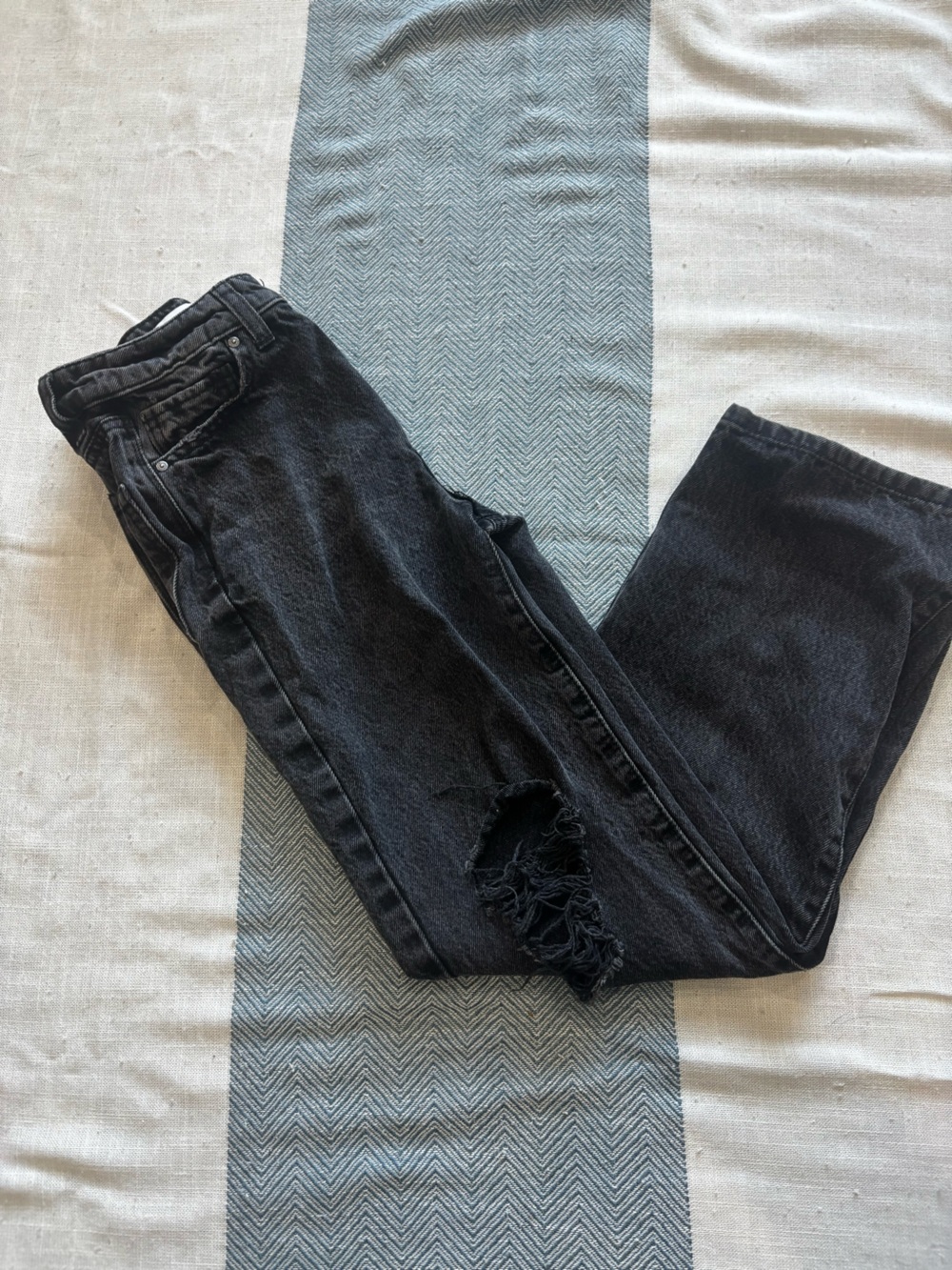 RSQ Black Distressed Wide Girls Jeans 12